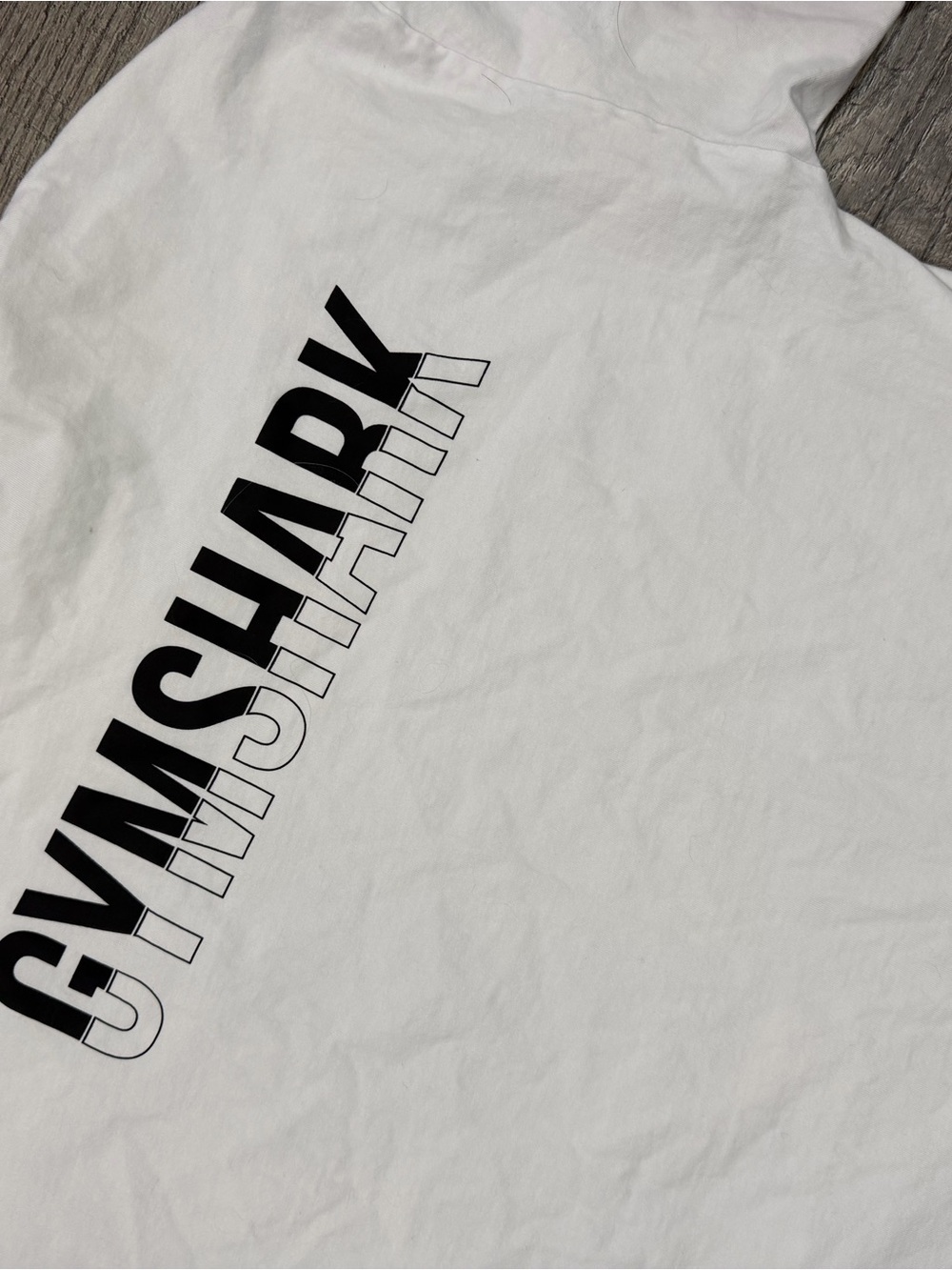 Gymshark White Short-Sleeve Tee with Black Diagonal Logo
